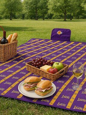 NBA Los Angeles Lakers Diagonal Logo Travel Blanket - Purple & Gold